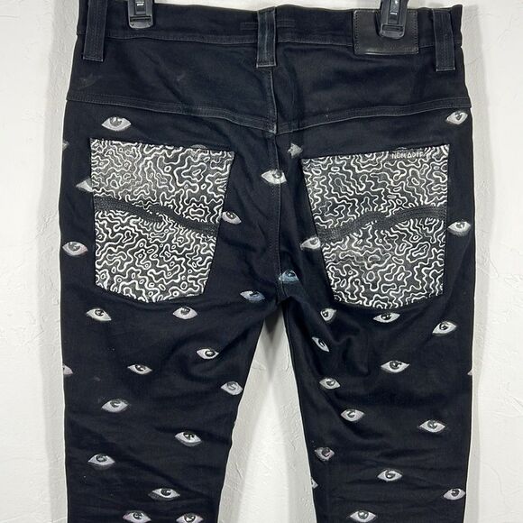 👁️👁️ NUDIE JEANS CO. Black Denim “EYE” Graphic Jeans - RARE - Sz 32 - *READ* - Picture 8 of 14